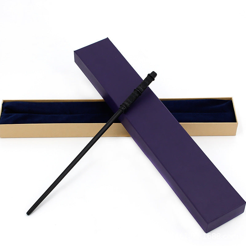 Dark magic wand with purple gift box