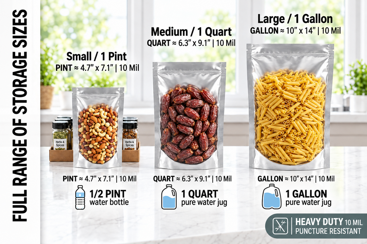 Food Grade Aluminum Foil Vacuum Seal Bags – 3-Side Sealed, Heavy Duty Freezer & Fridge Storage Pouches (Pack of 50)