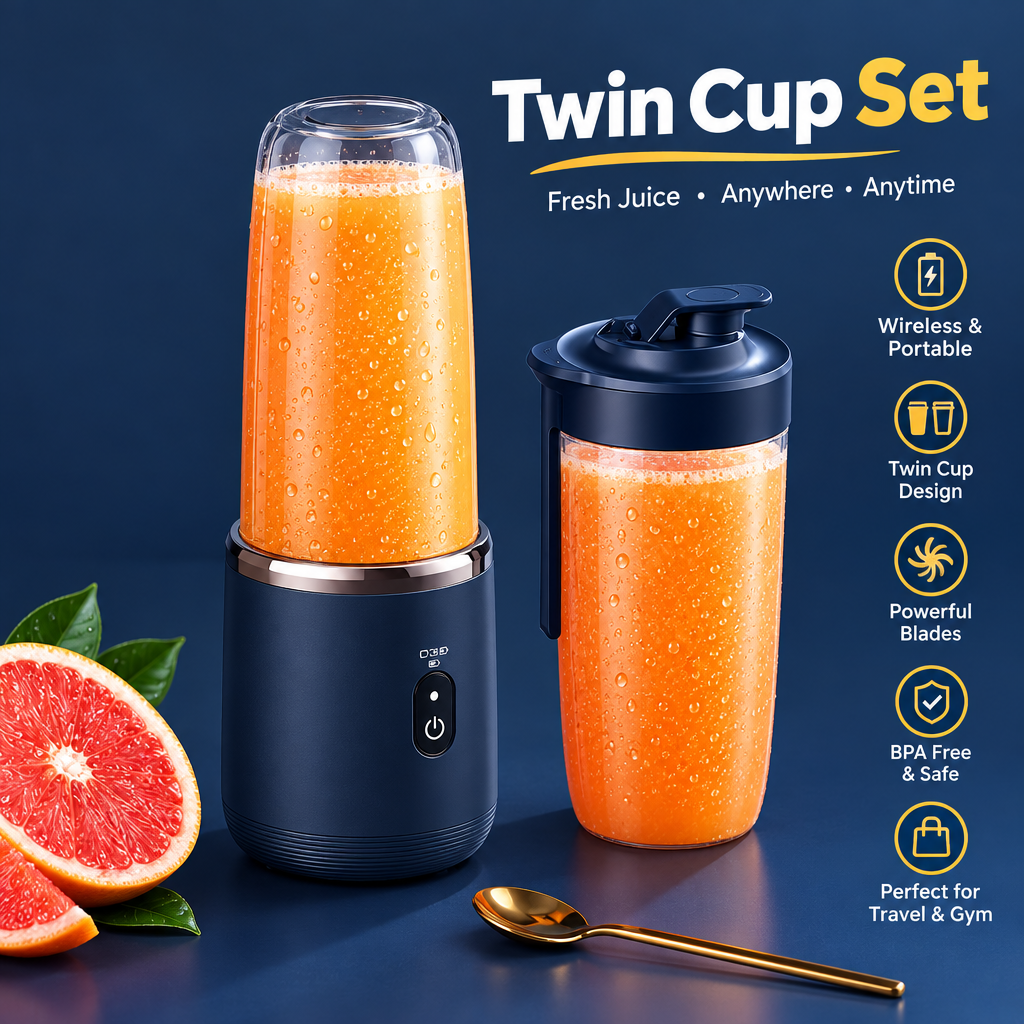 Wireless Portable Juicer Cup – 6-Blade Dual Motor with Large Battery